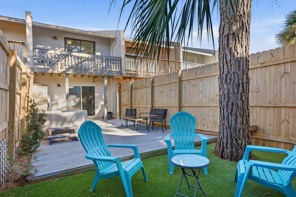 Back Yard with Private Hot Tub and Seating Area