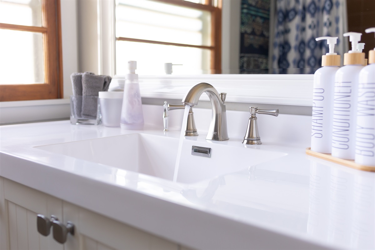 Large vanity space for you to get ready. Hairdryer provided