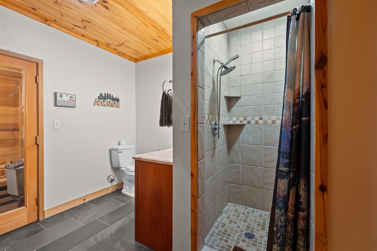 Basement Level Full Bath with Sauna and Shower