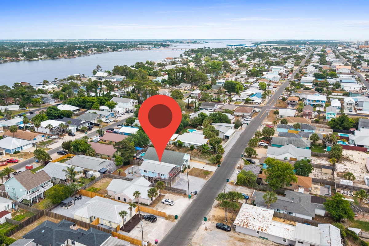 Aerial of Area with Pin where House is located at.