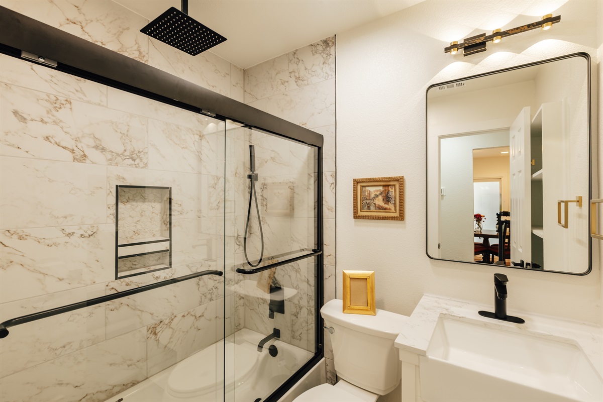 new rain shower, bath