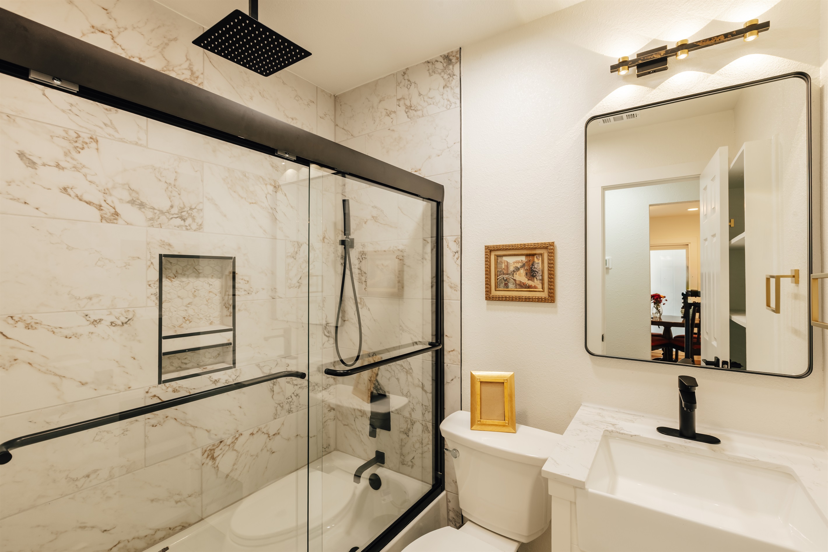 new rain shower, bath