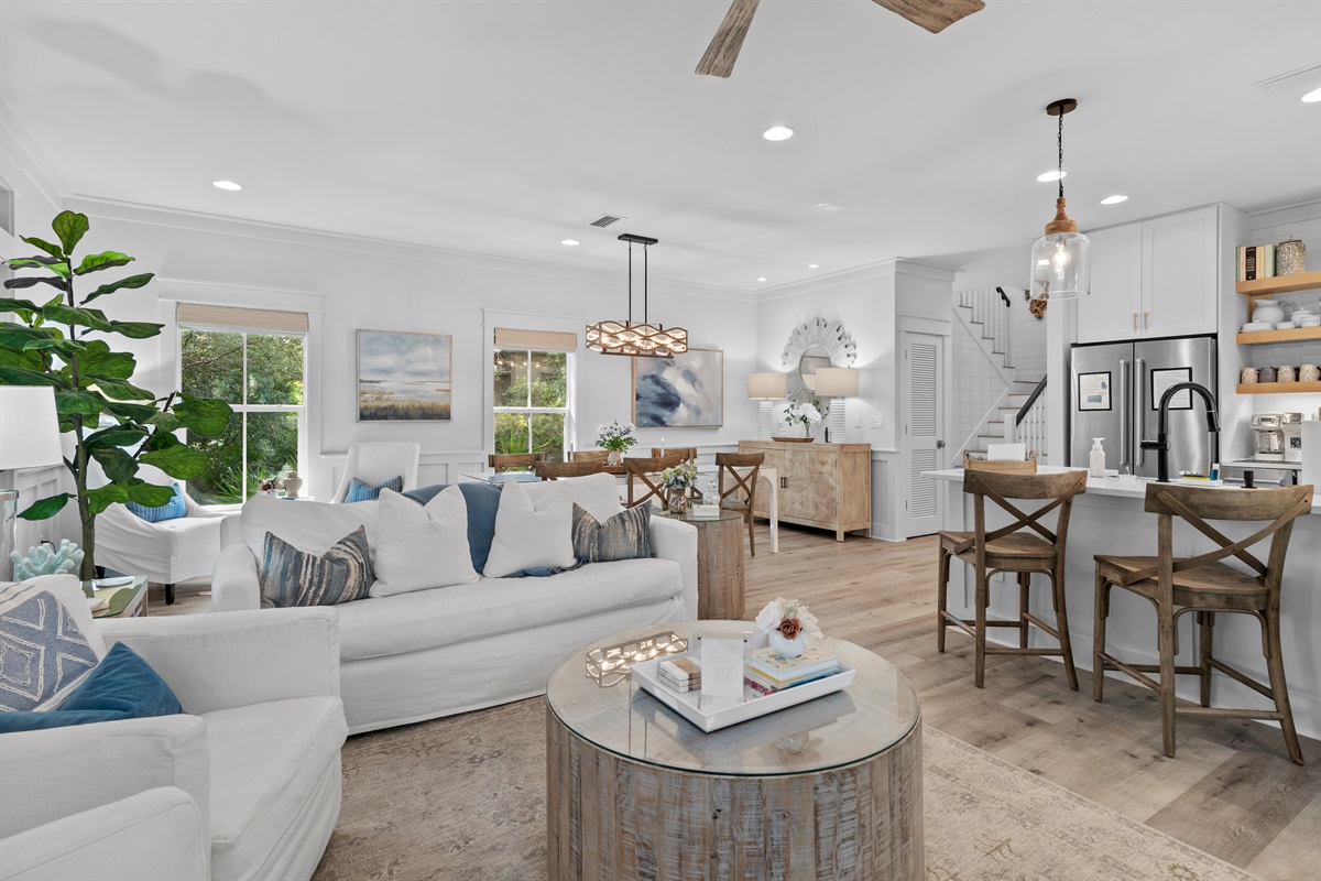 Spacious Living Area with Smart Roku TV