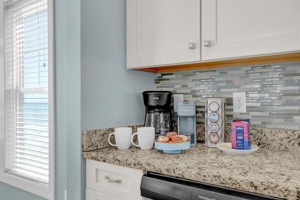 Start your mornings at the coffee bar while watching the sunrise over the Atlantic.