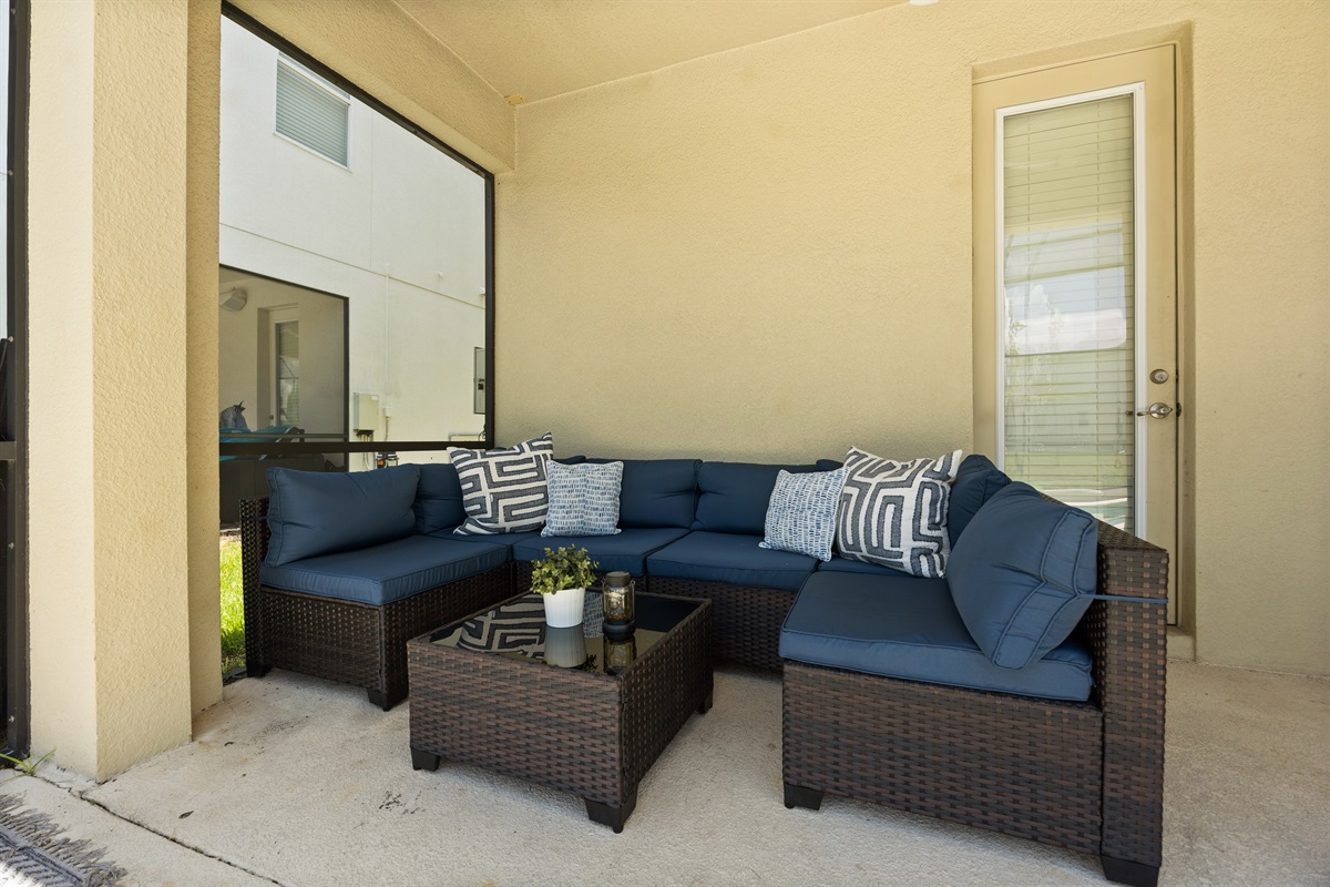 Two patio furniture sets gives you enough room for your entire party to lounge outside