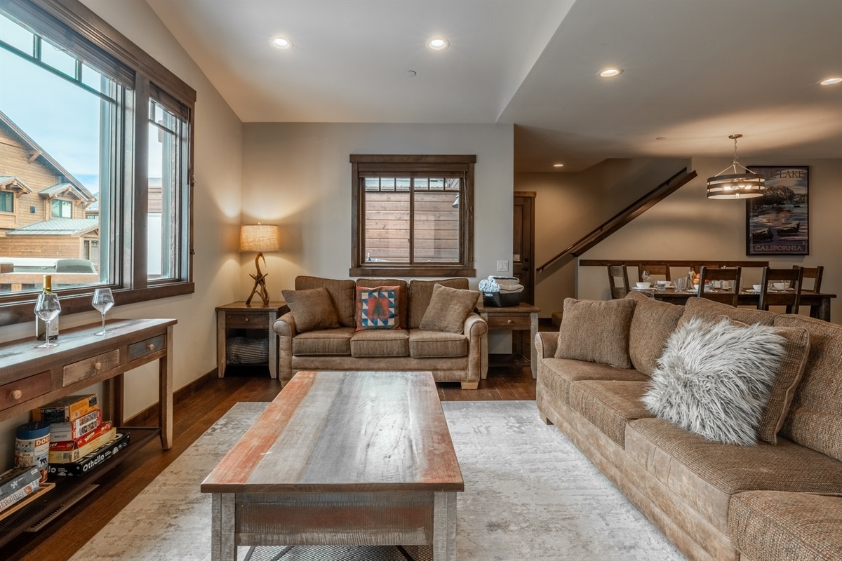 An open-concept layout keeps everyone connected — relax fireside while dinner comes together just steps away.