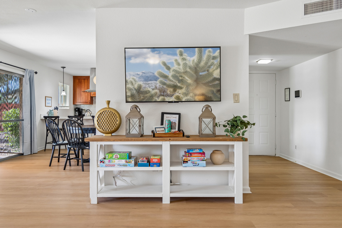 Play games or watch your favorite game on the 55" Smart TV.