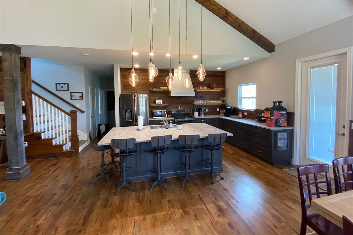 Large kitchen for prep and cooking for large groups.