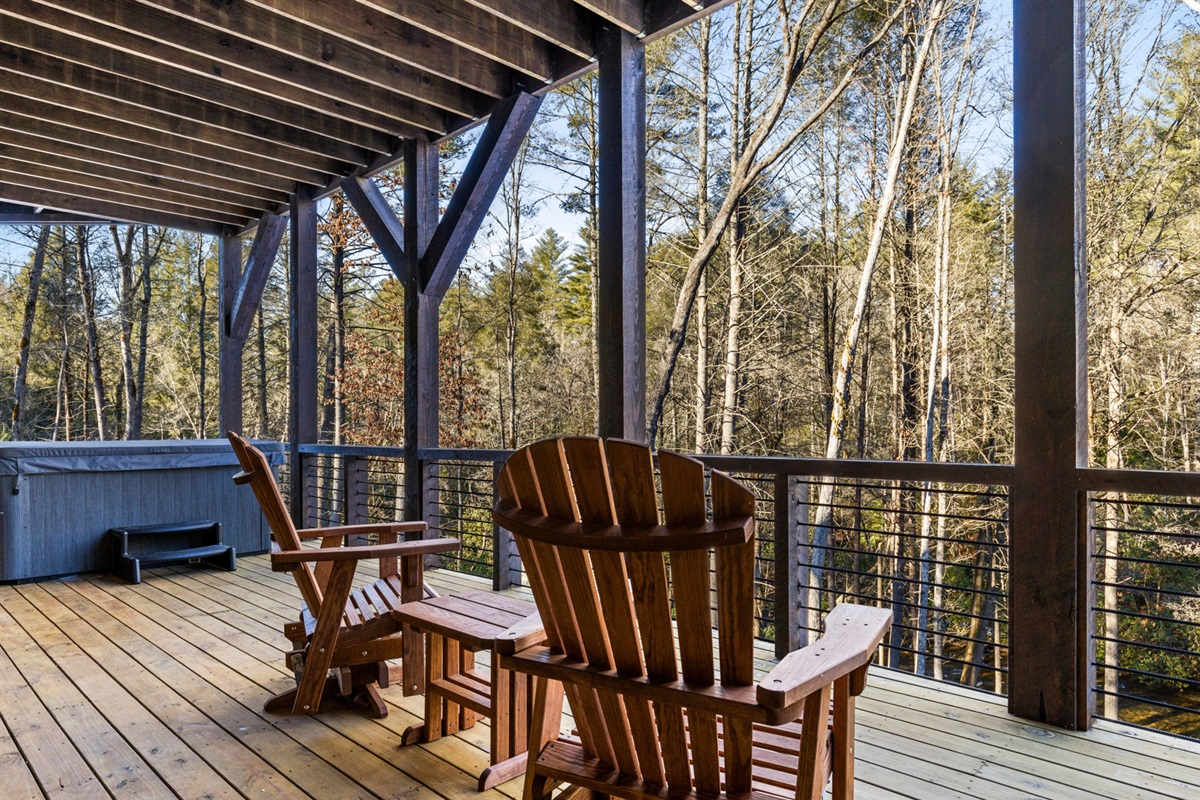 Adirondack chairs on the deck provide the perfect spot for sipping coffee and soaking in the view.