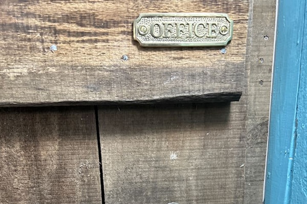 Barn door to office