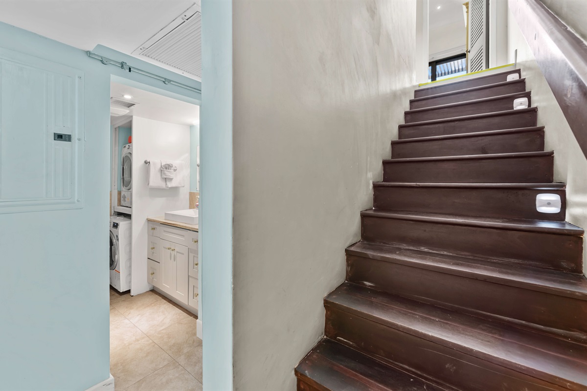 Head upstairs for both bedrooms