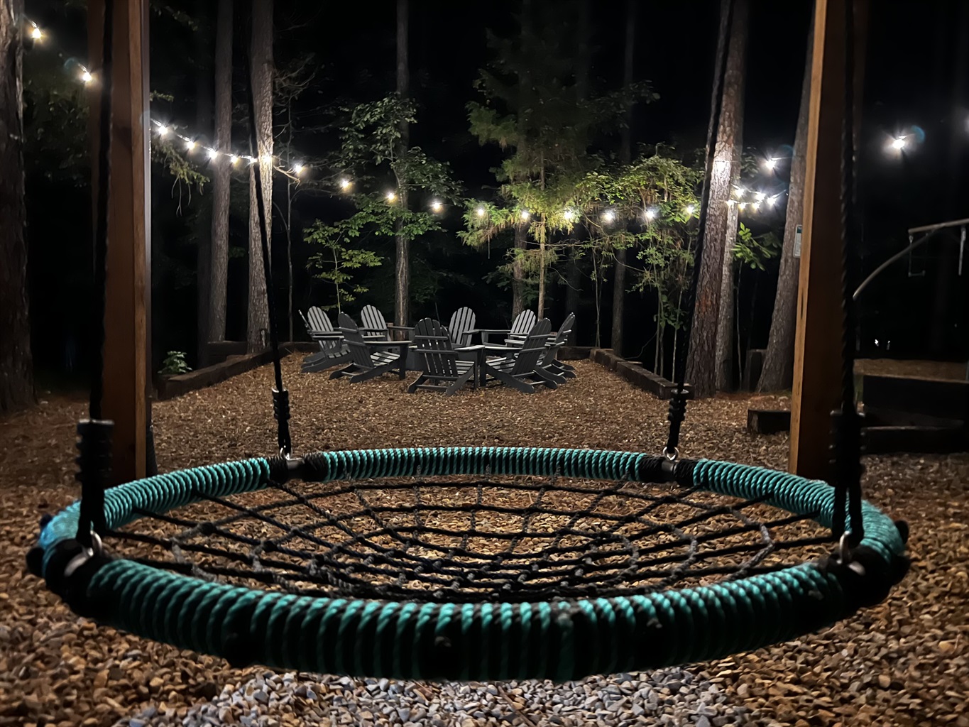Swing time!  Come sit in the shade under the breeze of newly installed fans!  Watch horseshoes, enjoy the tree whispers, monitor kids at play while you sip on a beverage.