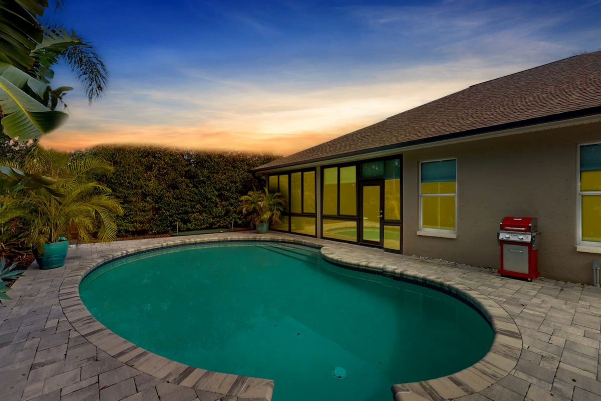 Golden-hour yard glowing for serene outdoor moments.