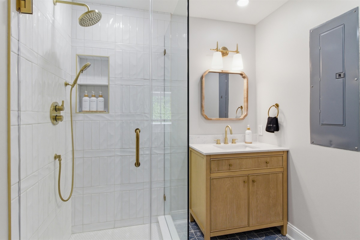 A relaxing master bathroom featuring a clean and modern design.