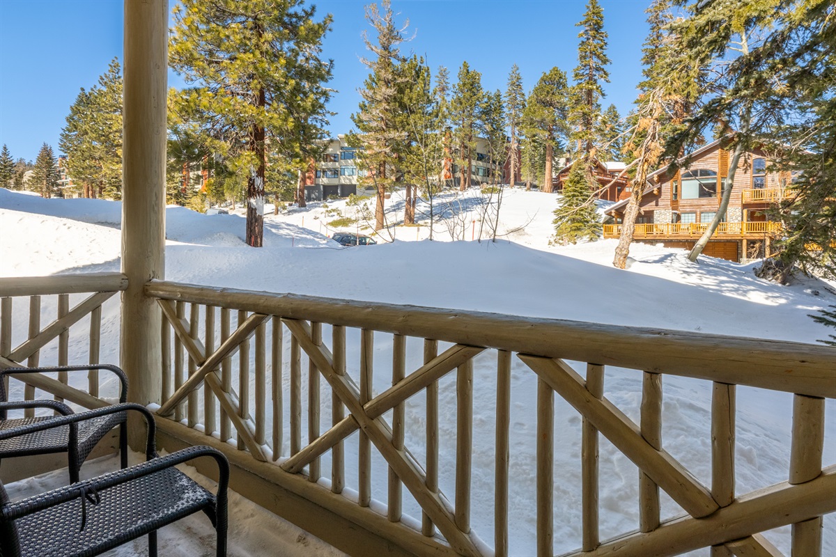 A charming Juliet balcony off the Noble Nest's dining area—perfect for fresh mountain air and a quick step outside.