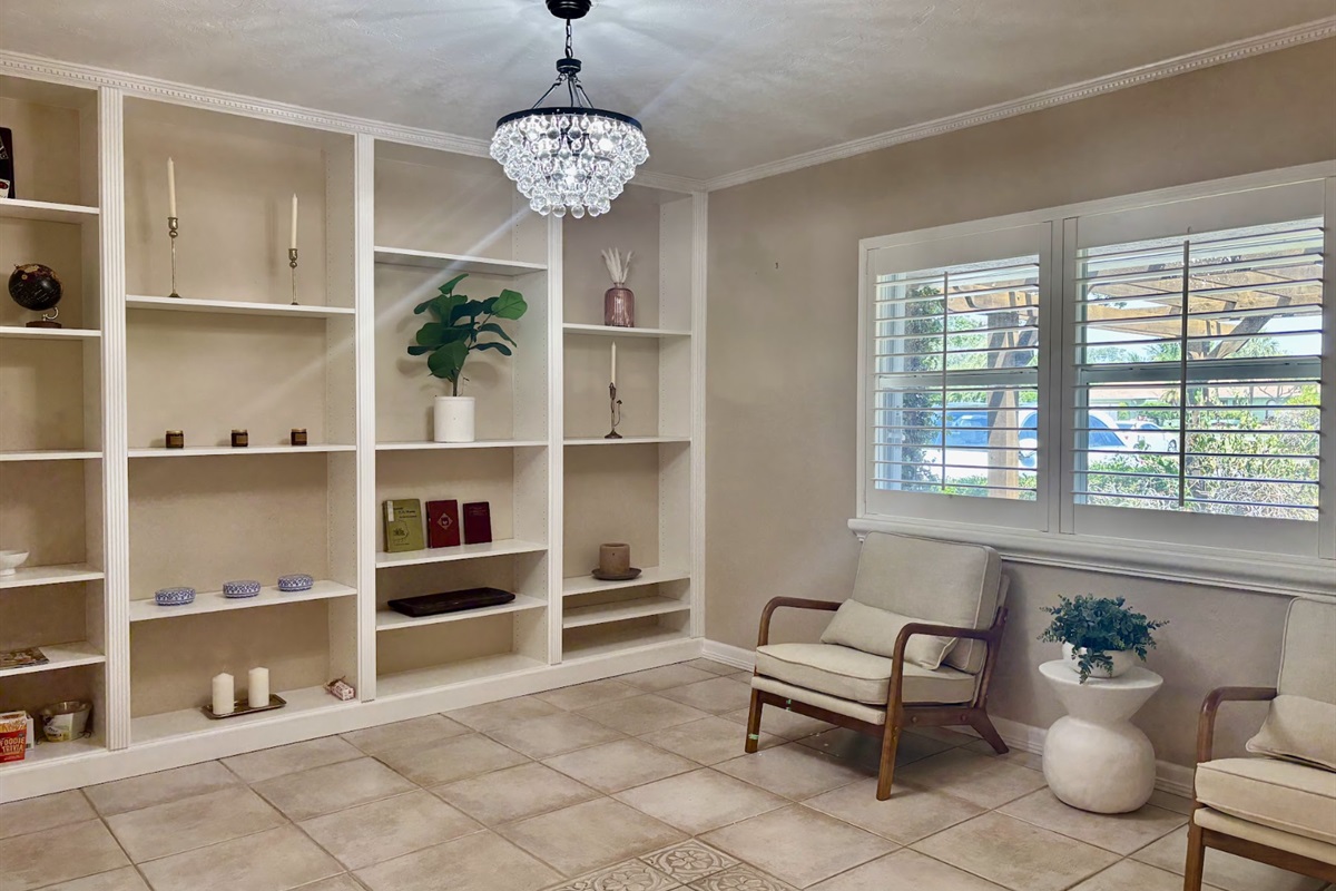 The front sitting room is the perfect place to enjoy your morning coffee or read a book.