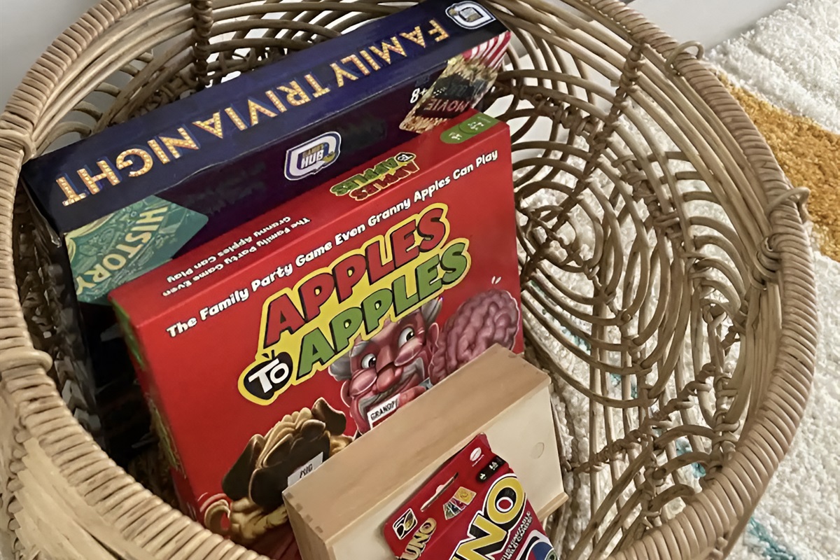 Our living room is also stocked with board games and card games for fun :)