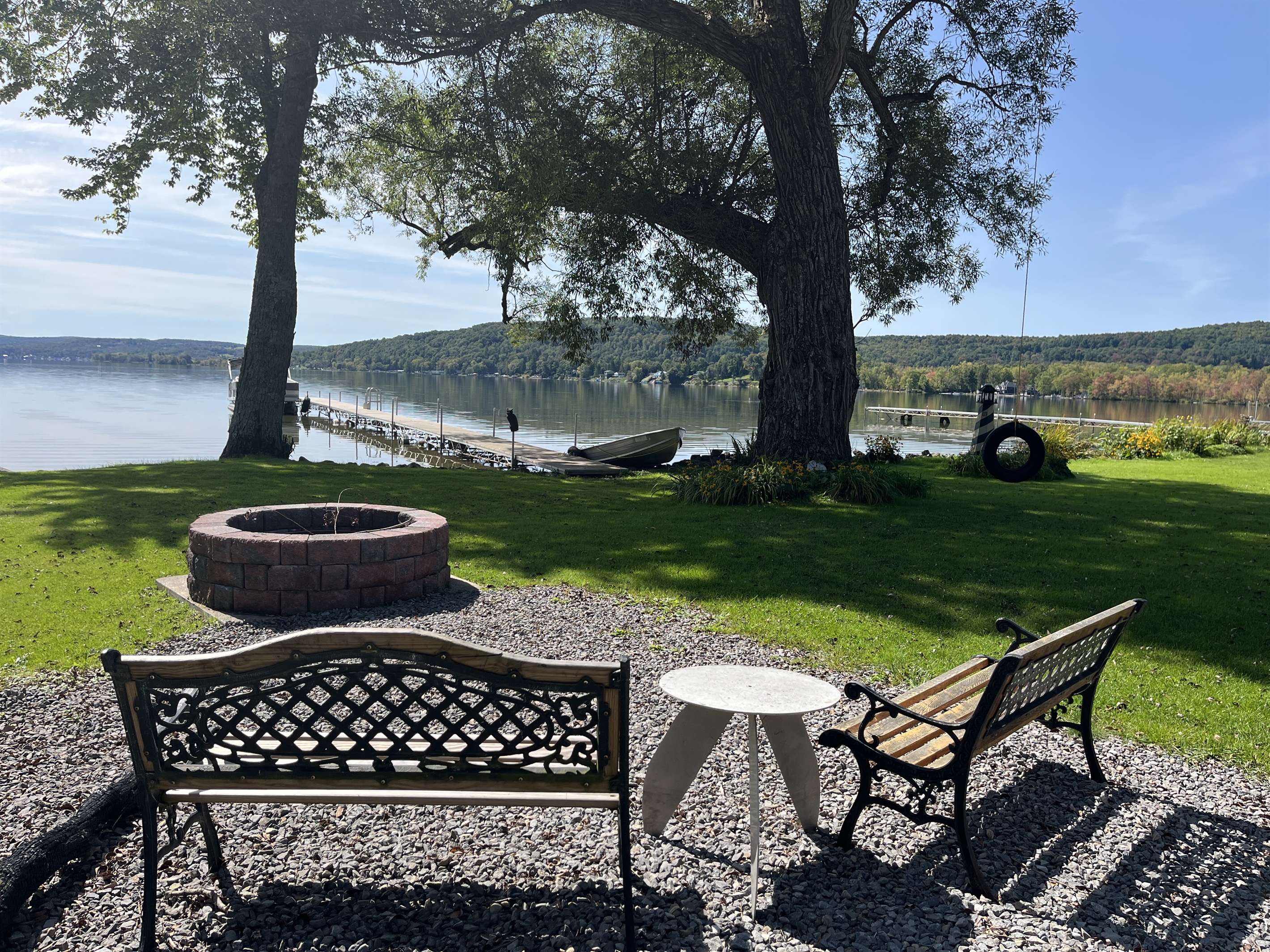 Firepit at the water's edge with an Awesome View