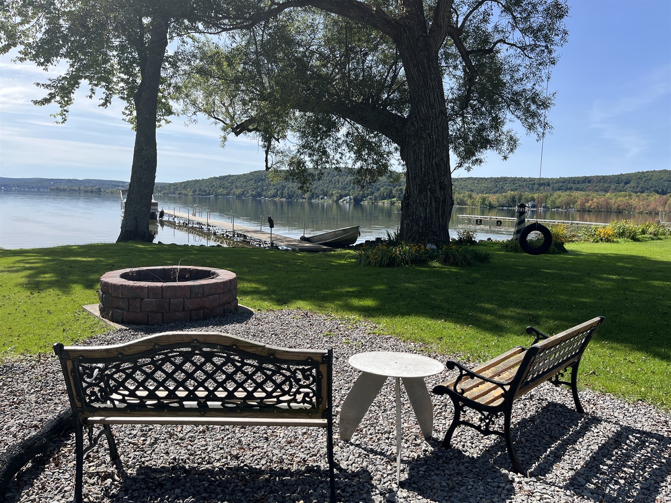 Firepit at the water's edge with an Awesome View