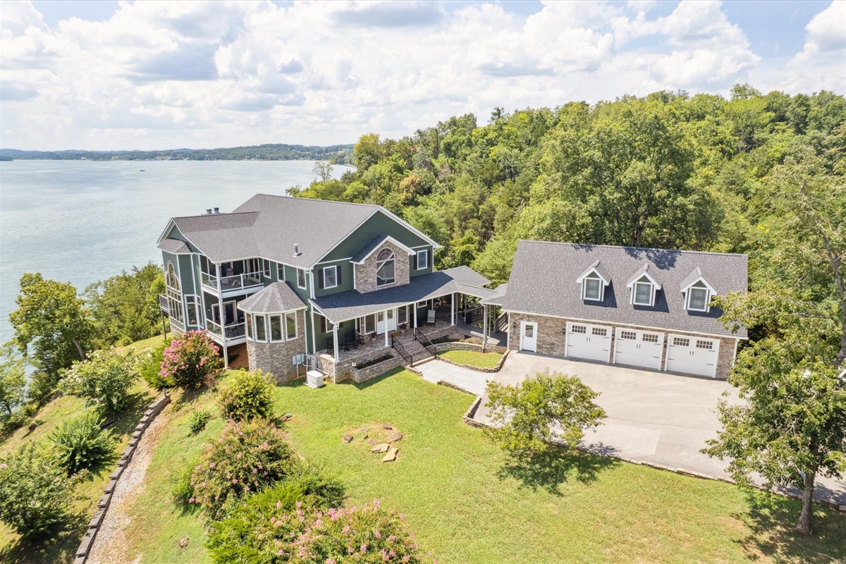 Front of House and Garage (full water view from front 8 x 20 ft porch)