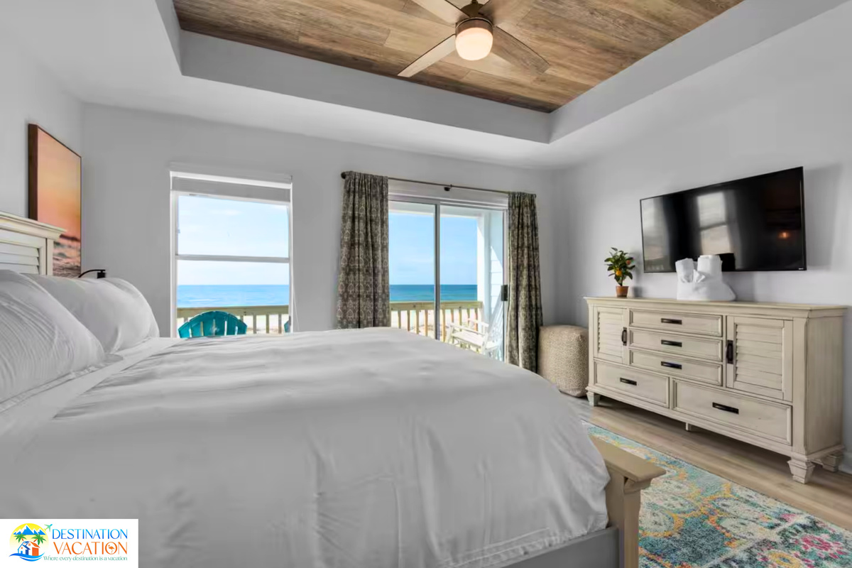 Wake refreshed in this bright coastal bedroom.