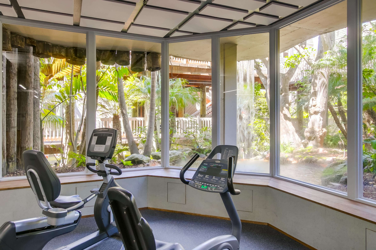 Tropical views from the fitness center