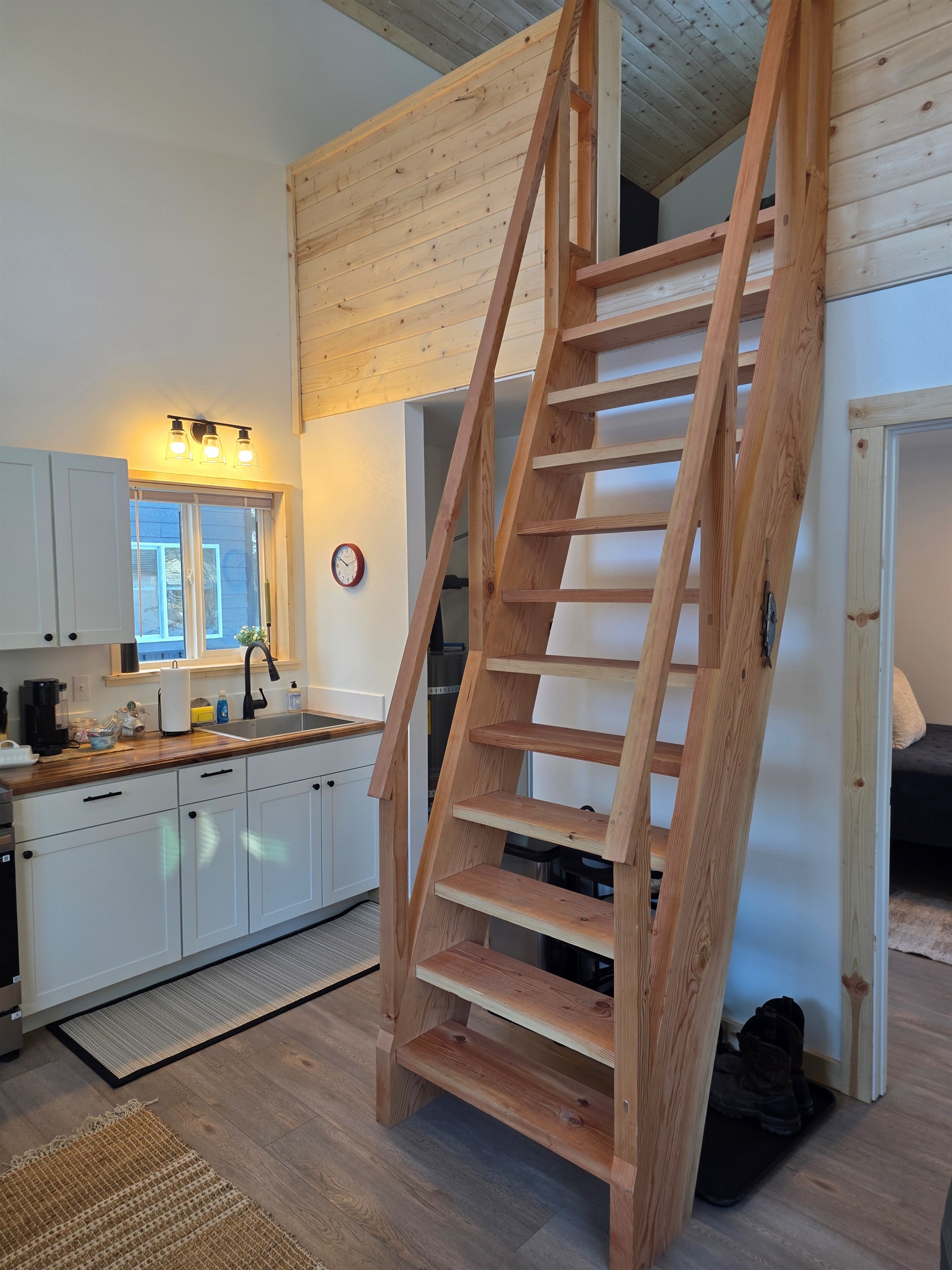 Ships Ladder to access the loft with living space and an extra bed.