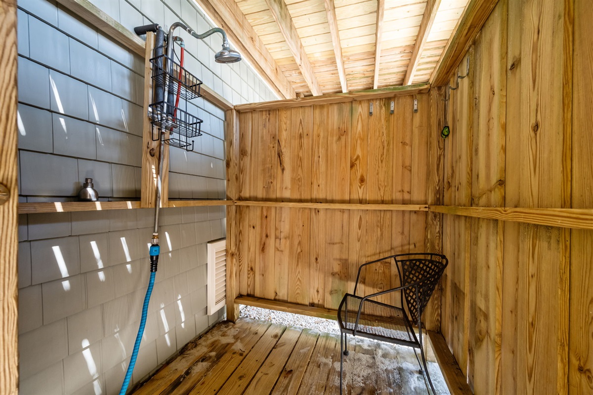 Inside the outdoor shower