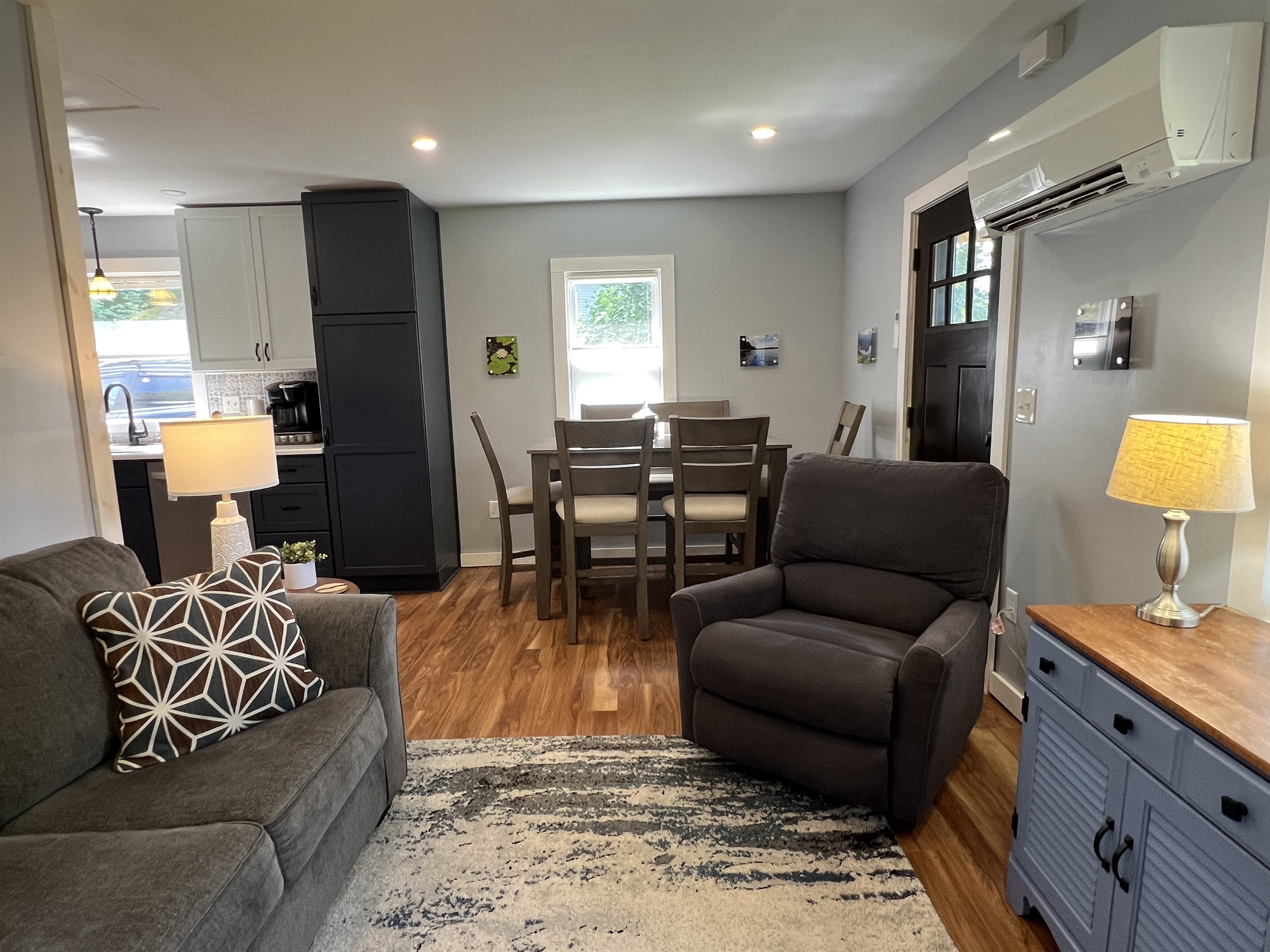 Living room into dining area