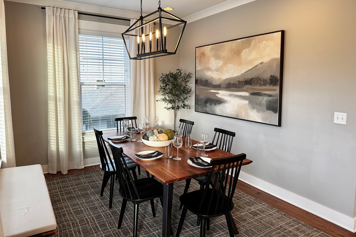Light filled dining space, designed for connection, conversation, and celebration!