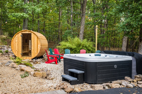 The ultimate outdoor escape: hot tub, sauna, fire pit & games