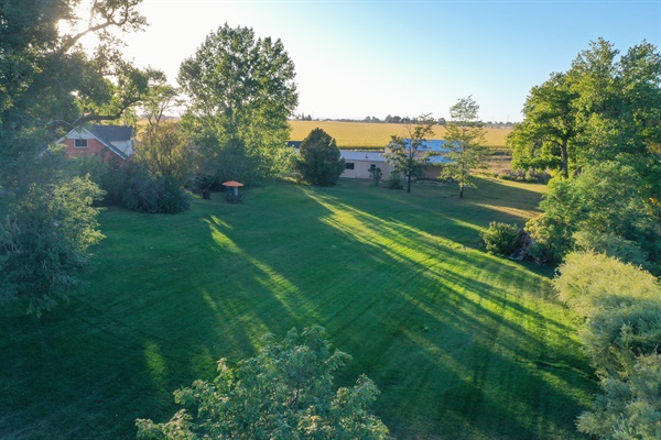 The expansive property, featuring the guest house, wedding outbuildings and huge yard