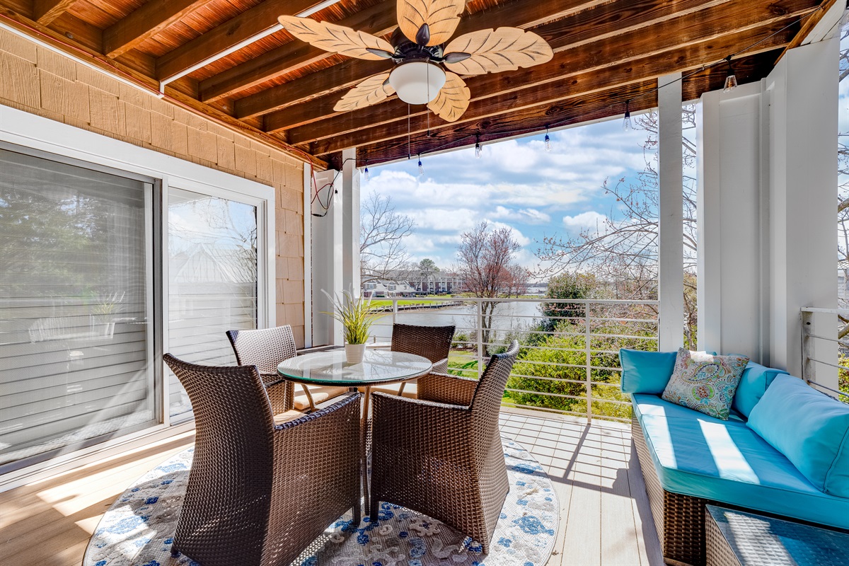 Enjoy lake views from the private deck