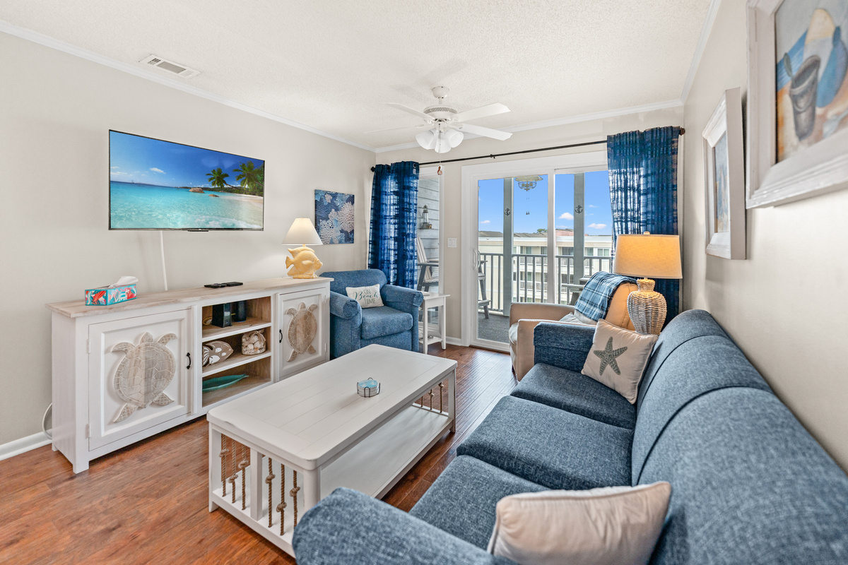 Great family room and large TV for movie night
