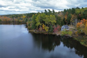 View down Long Pond, Maine during fall foliage