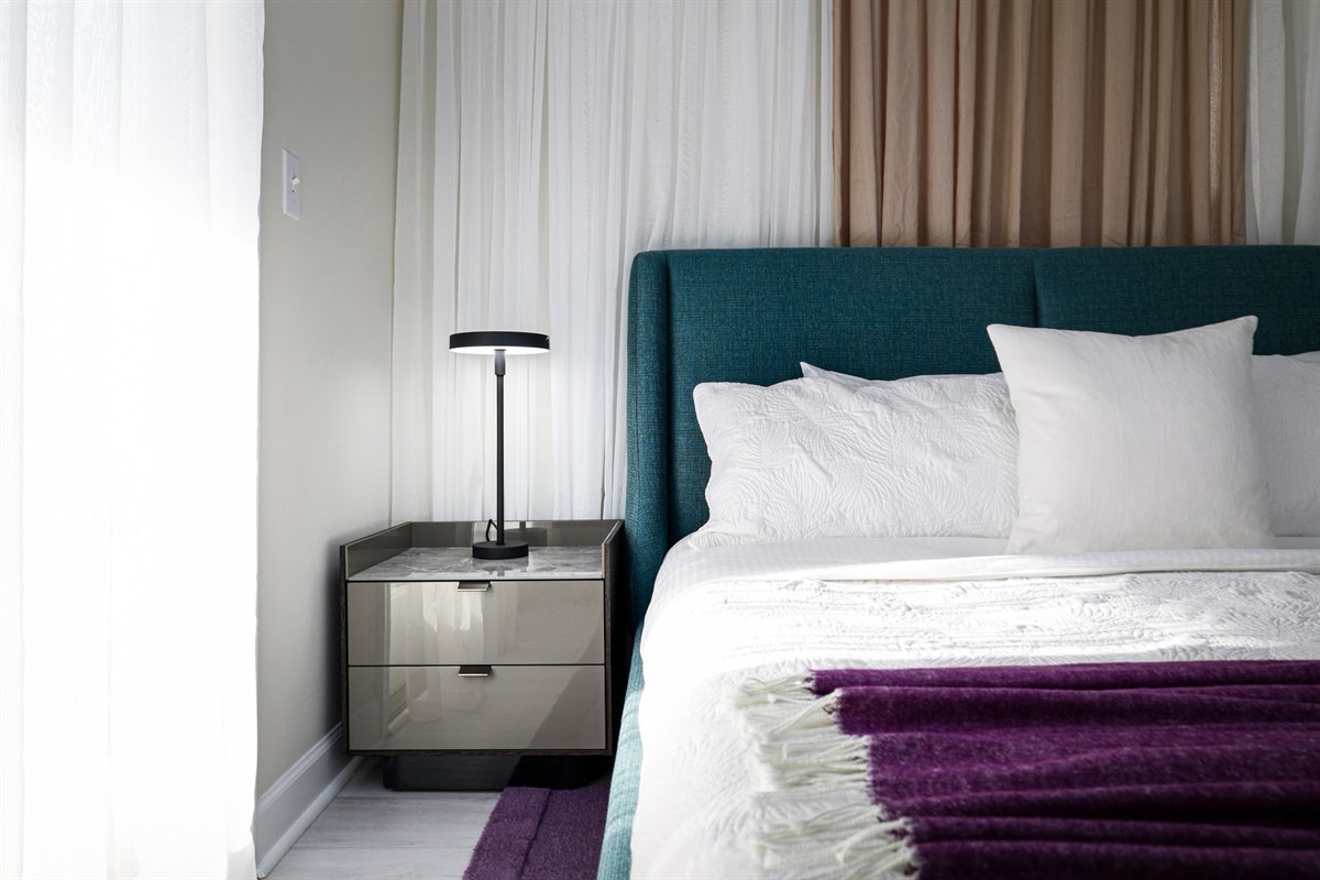 Bedroom 4 (3rd Floor): KING bed, Private Bathroom with Remodeled Walk-in Shower, Private Balcony with Partial Gulf Views, and Smart TV (Sleeps 2)