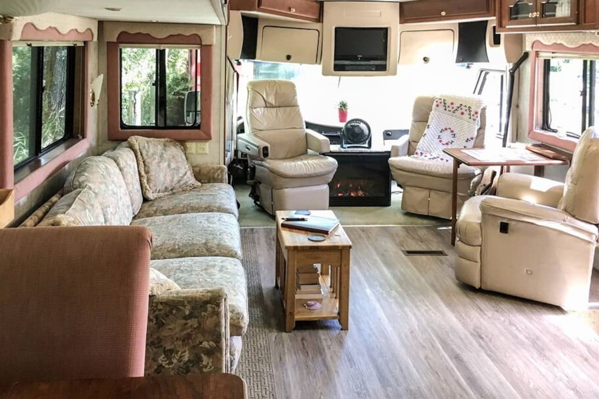 TV, Living Room, Fireplace and Computer Table
