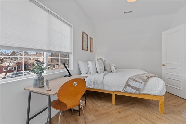 Upstairs Loft King bedroom & workspace