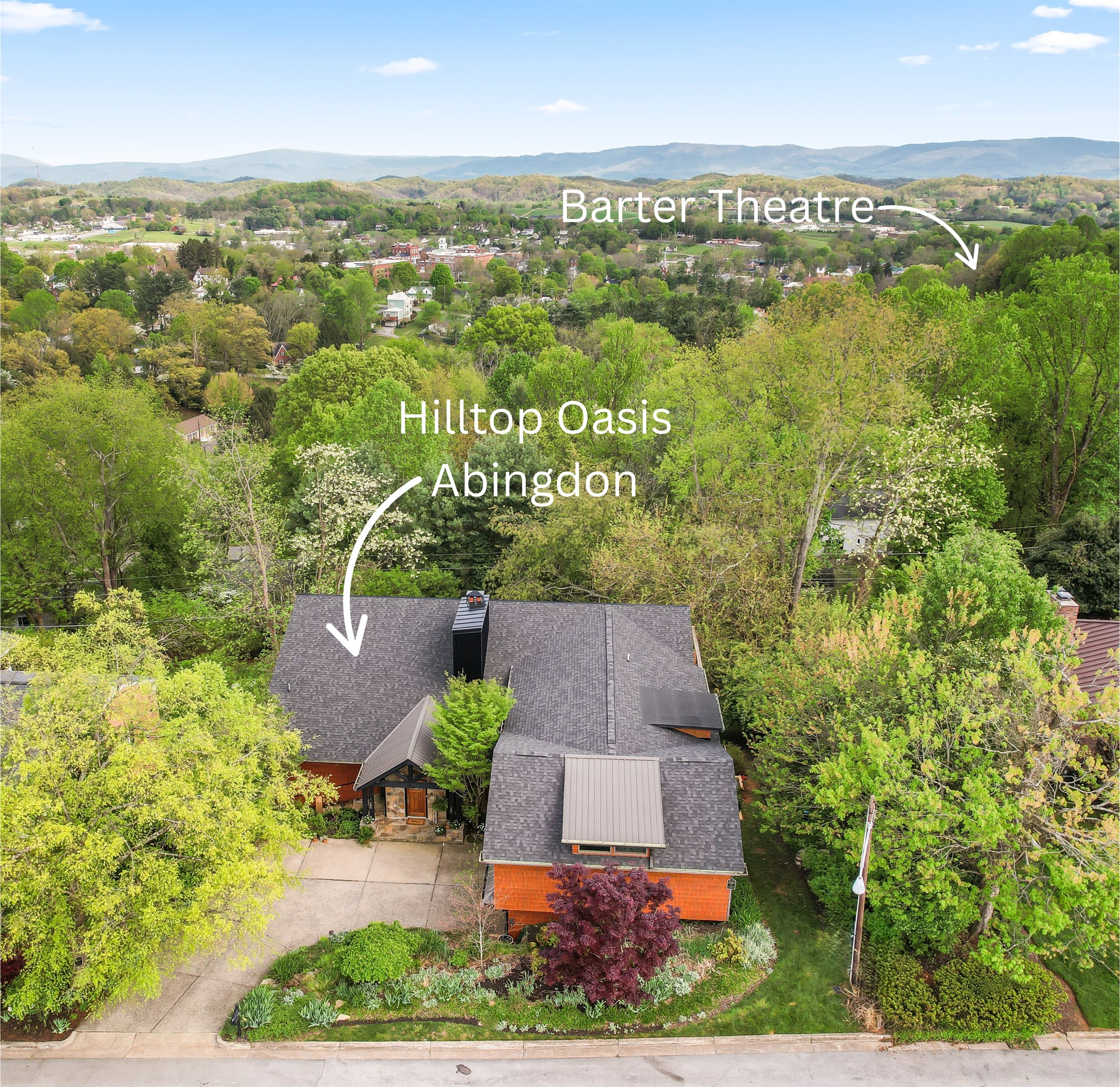 A world away, right in town. Hilltop Oasis & The Nest Abingdon offer a private wooded escape just 1 mile from Barter Theatre and the Creeper Trail. Relax by our 7,000-gallon koi pond in this artfully designed sanctuary.