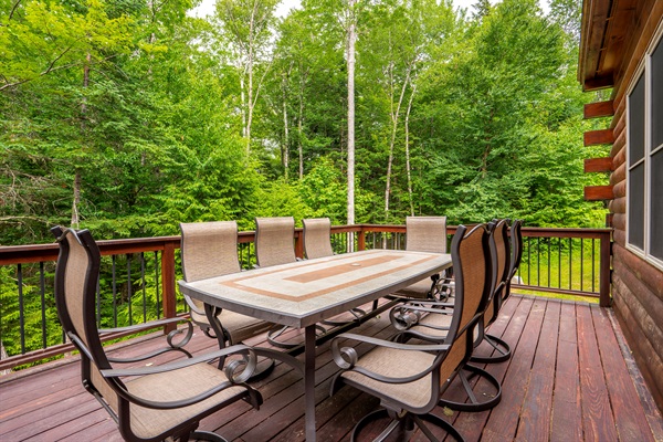 Step out onto the deck for fresh air and peaceful views