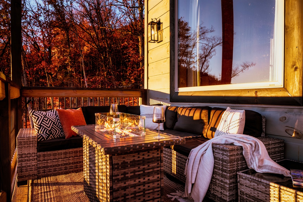 Sip, relax, and take it all in. Outdoor seating with a perfect wine moment.