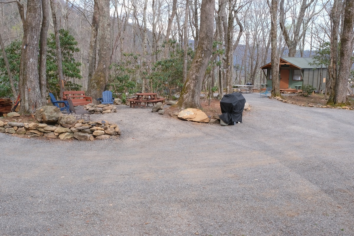Firepit and Propane Grill right outside your cabin door!