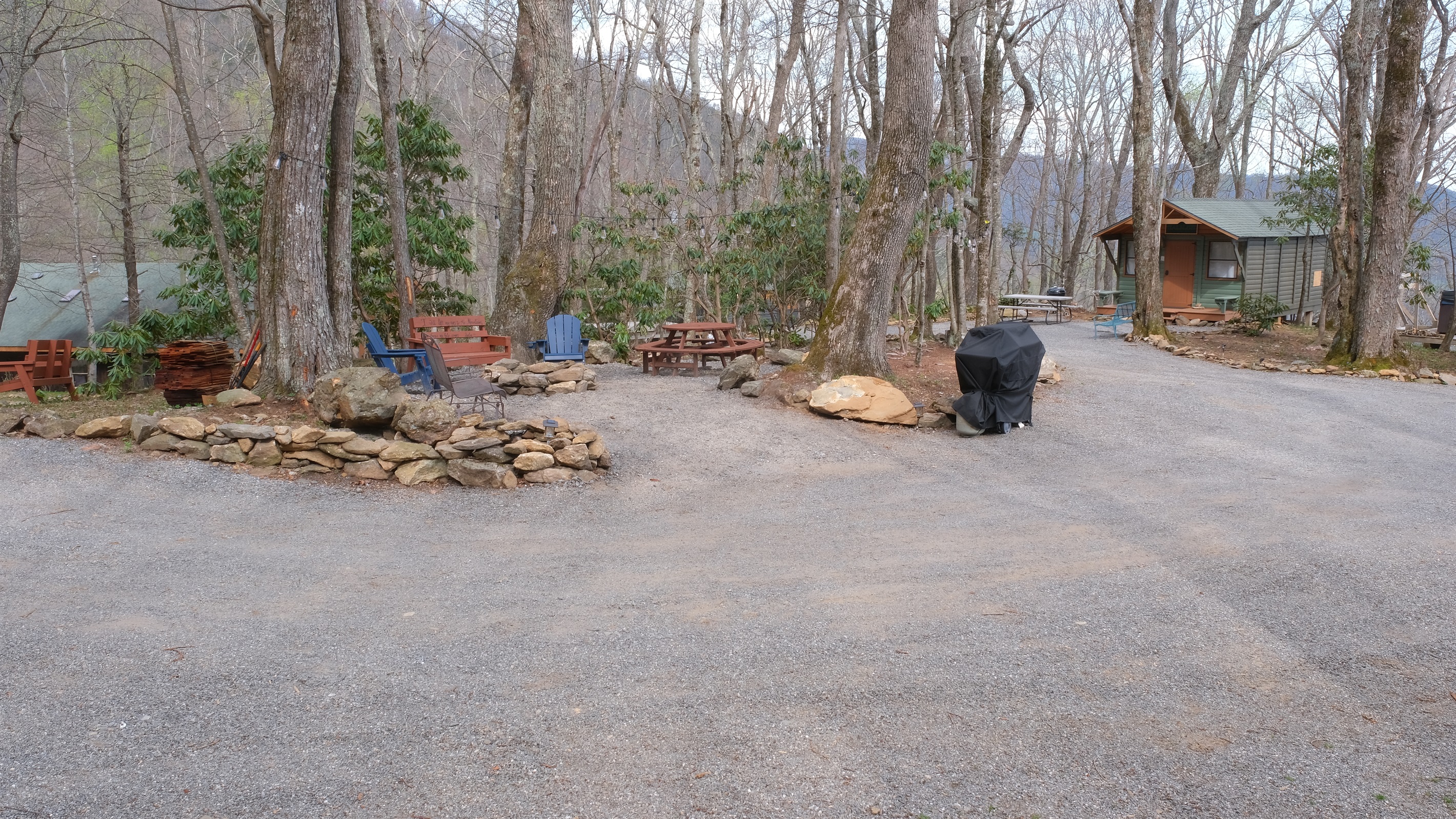 Firepit and Propane Grill right outside your cabin door!