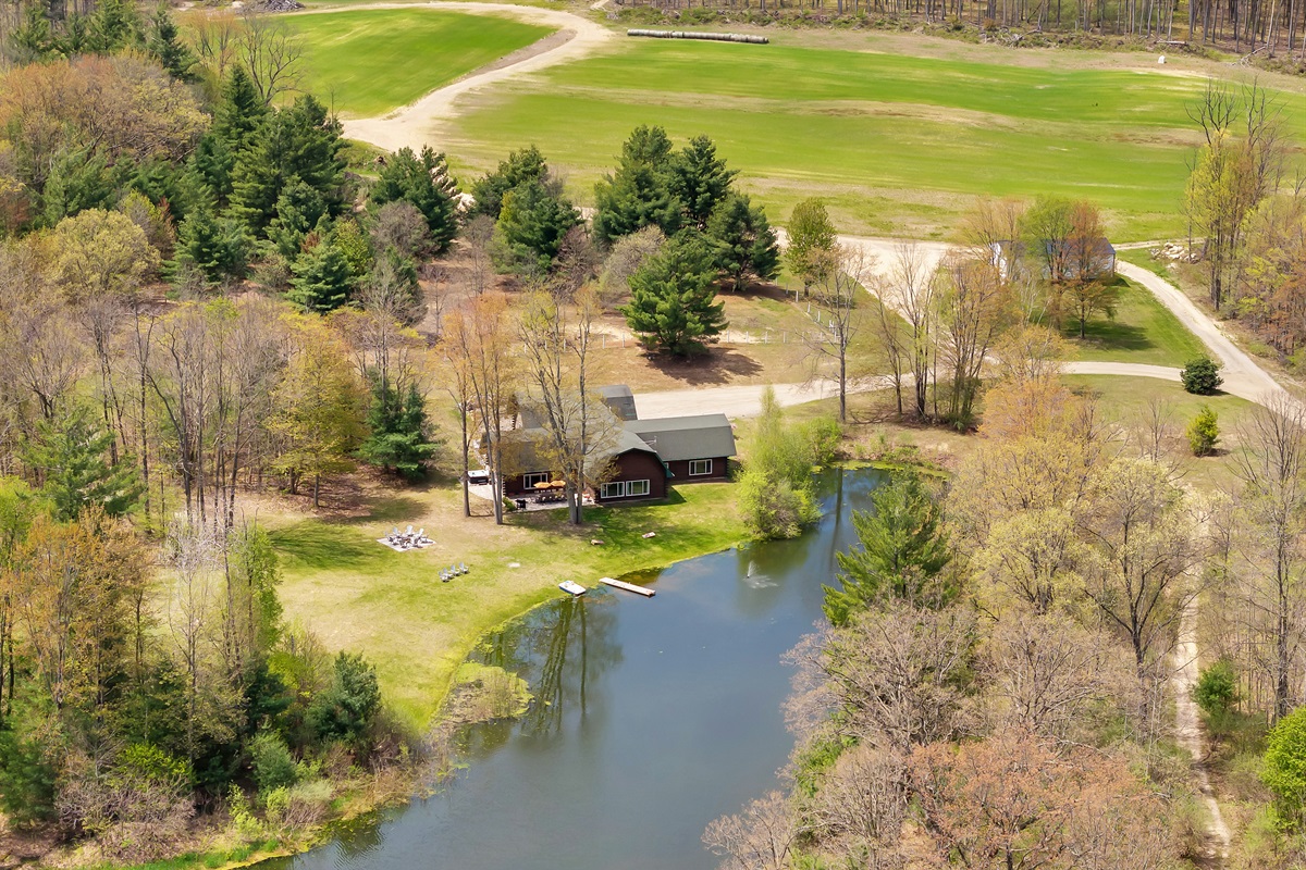 Large pond aerial view.