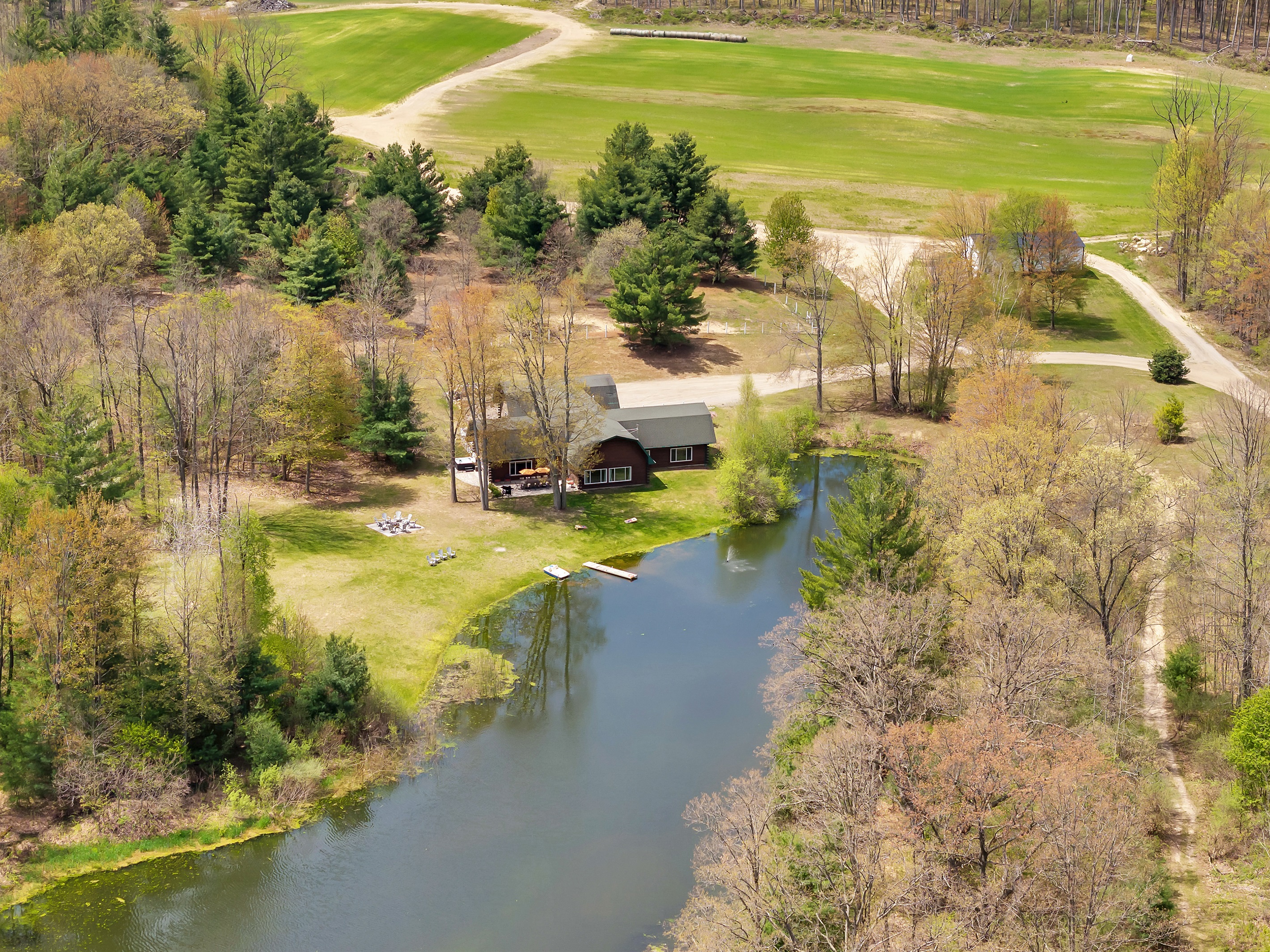 Large pond aerial view.