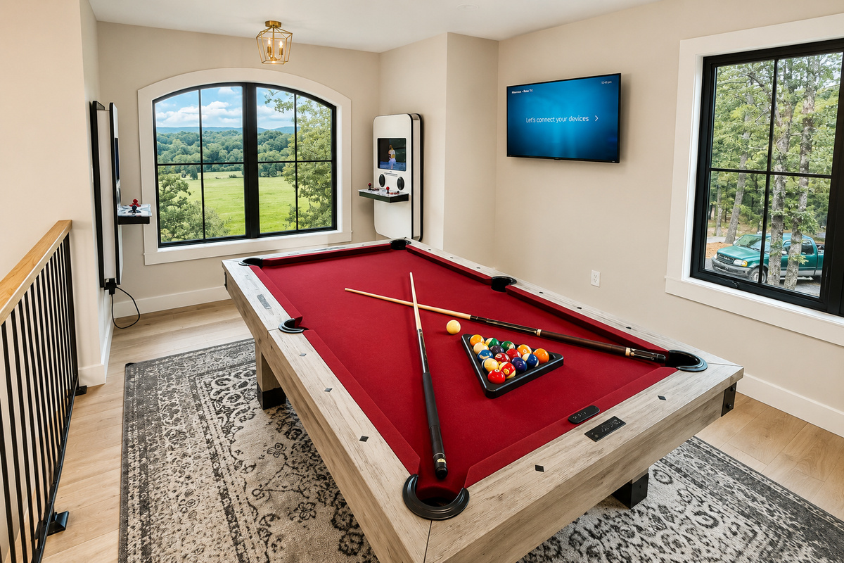 Game room - pool table, two arcades, sleeper sofa!