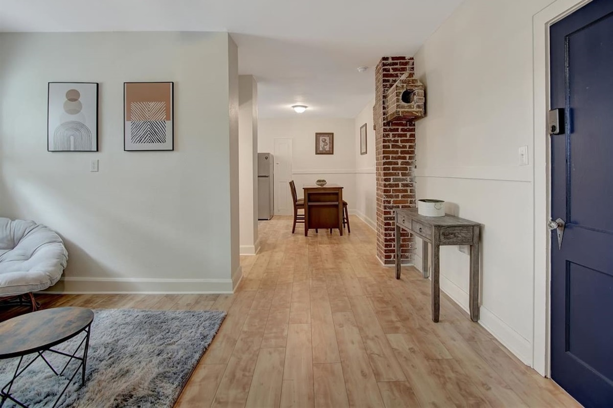 living area to kitchen
