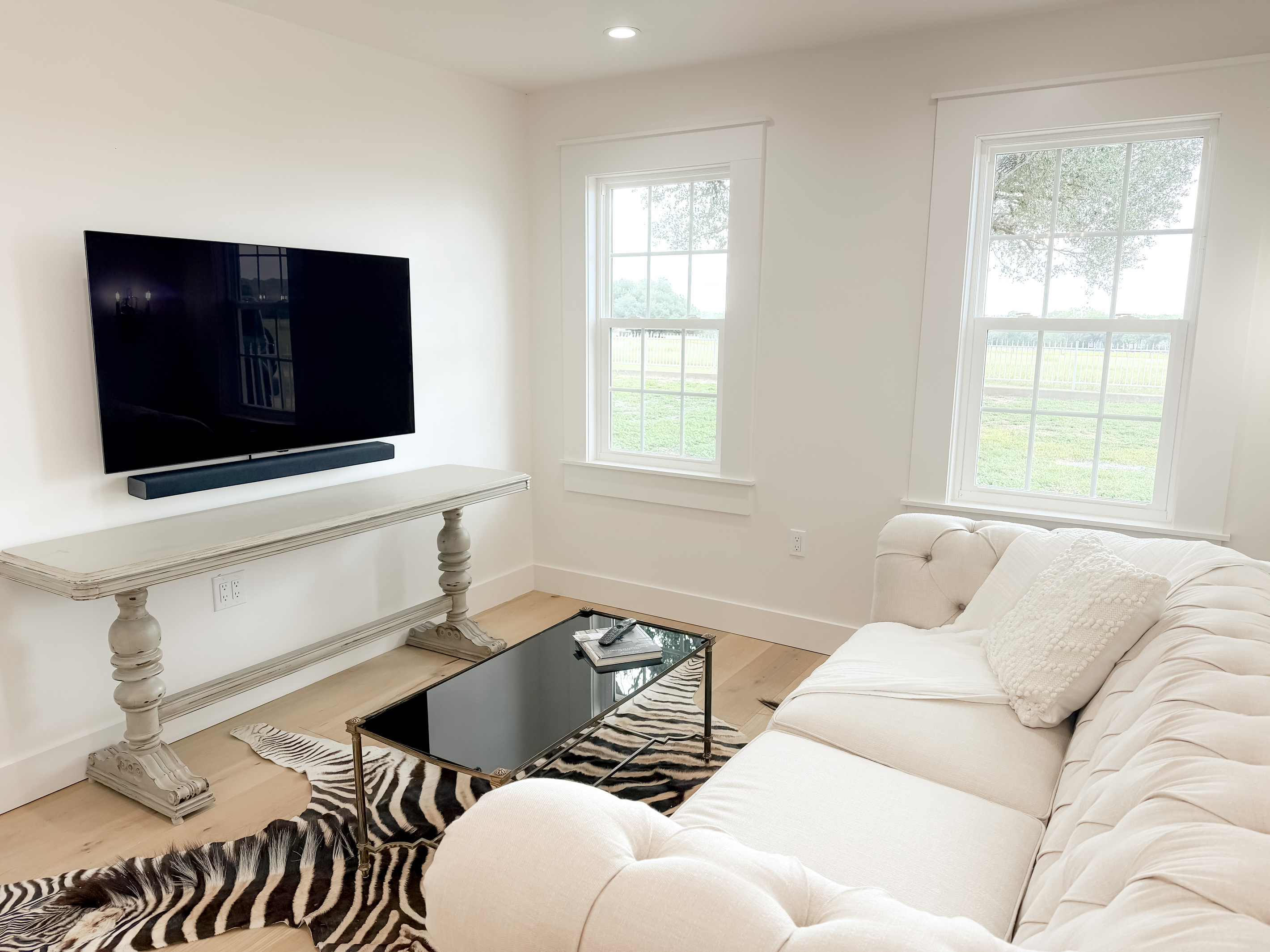 Elegant bright and inviting living room with natural light