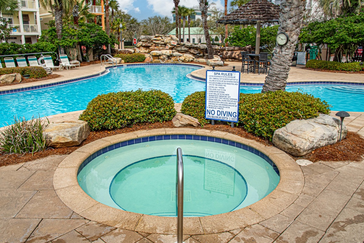 Soak in the hot tub after a day in the sun