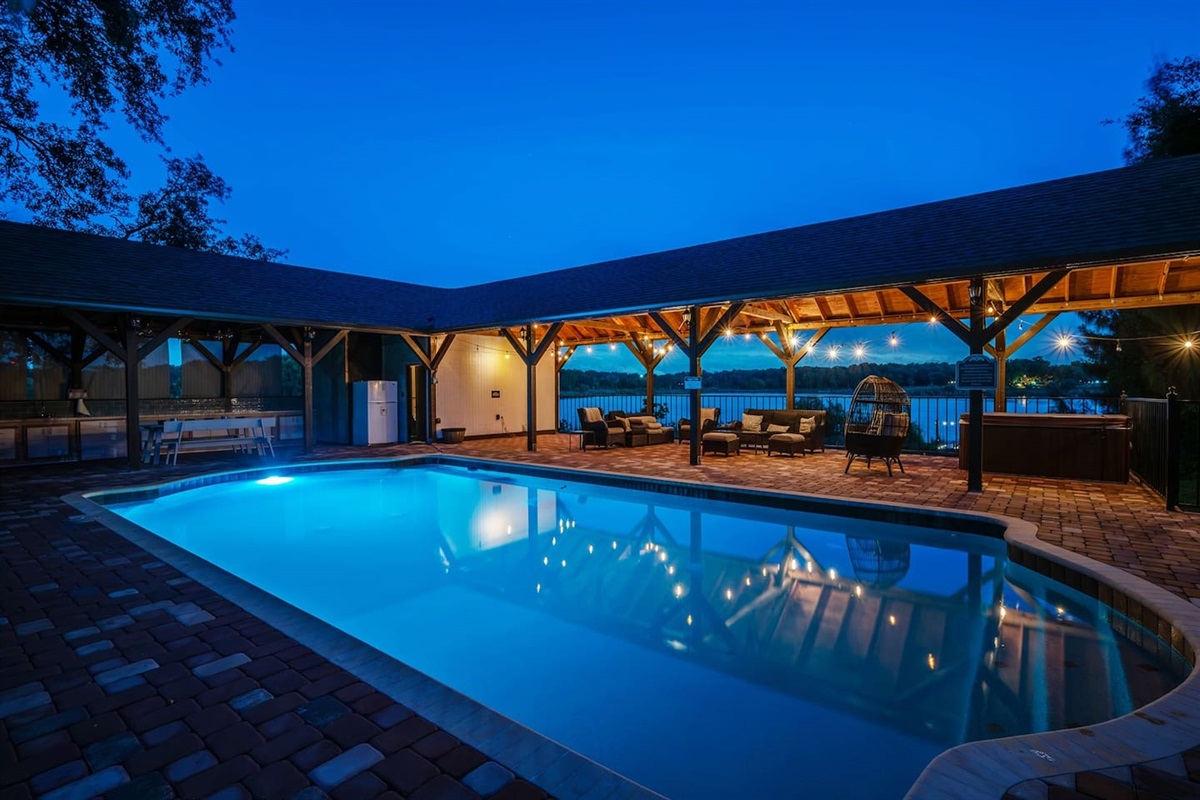 Unwind with a serene evening swim in the glow of our beautifully lit pool.